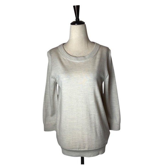 J Crew Sweater Women Small Gray Knit Merino Wool Crew Neck Lightweight Preppy - Picture 1 of 10